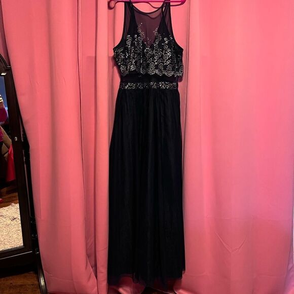 Teeze Me Nights Formal Blue Dress Maxi Prom Like New Size 15 - Picture 16 of 16